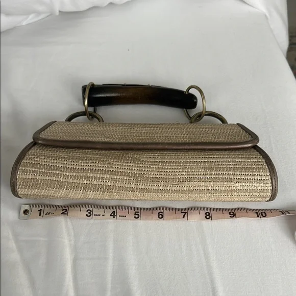 Jalda Sophisticated Tan and Brown Clutch with Woven Texture - Picture 7 of 11